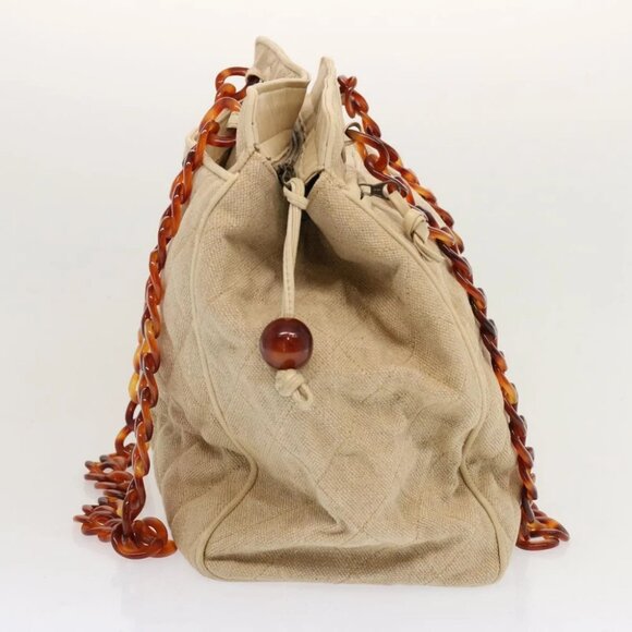 CHANEL Tote Bag Canvas Beige CC Auth 69969 - Picture 5 of 16